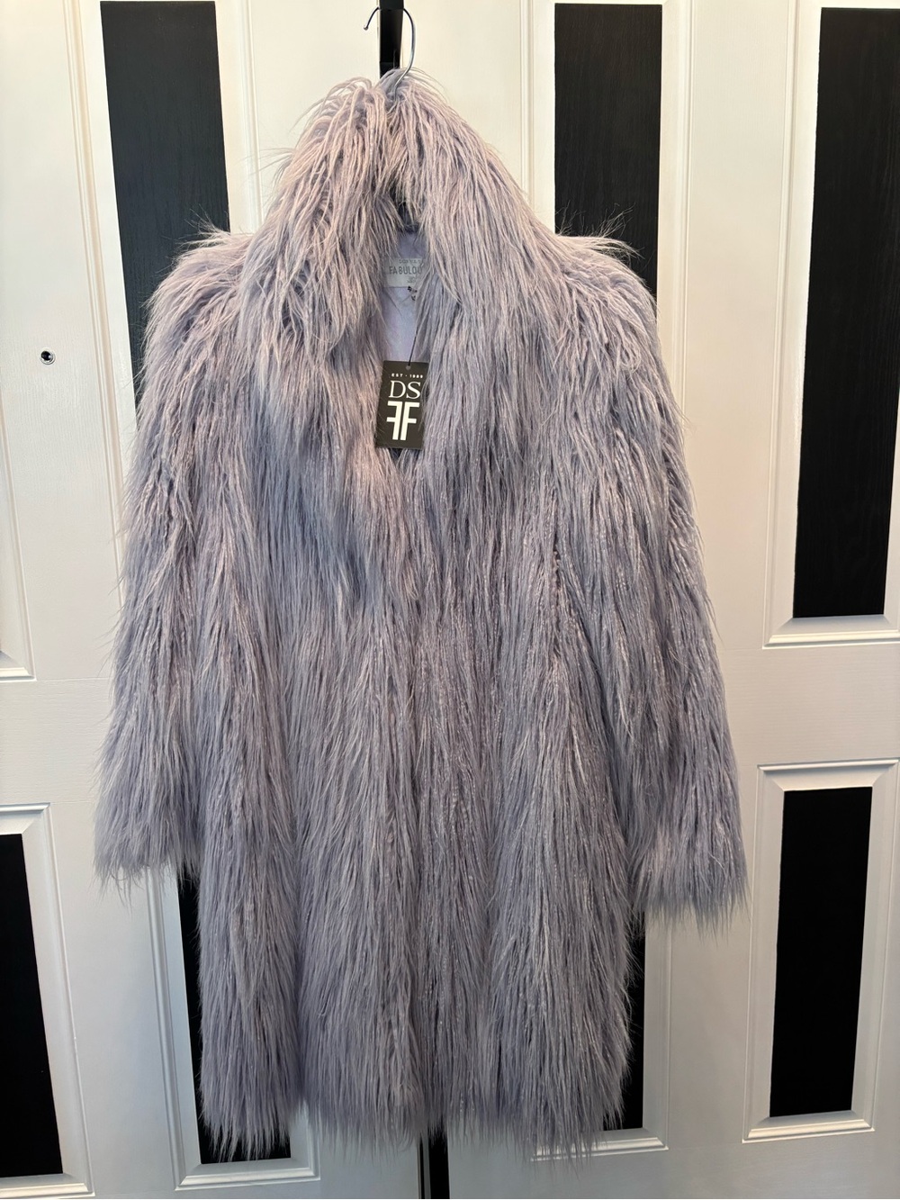 Fabulous Furs Dramatic lilac coat. Long shag and elongated silhouette NWT XS 275